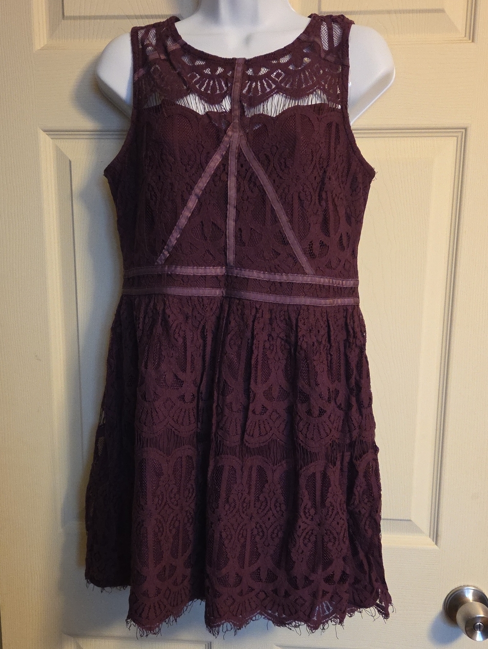 Lily Rose Elegant Lace Dress in Raisin Size Large